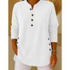 Women's Autumn Waffle Henley Shirt Long Sleeve Button Casual Loose Top