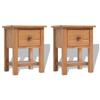 VidaXL Bedside Tables 2 Pcs 36x30x47 Cm Solid Oak Wood