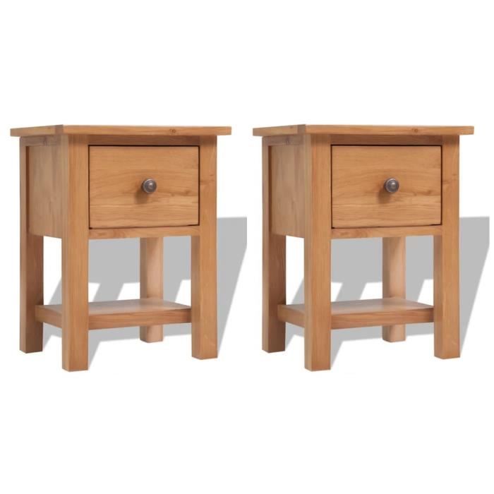 VidaXL Bedside Tables 2 Pcs 36x30x47 Cm Solid Oak Wood