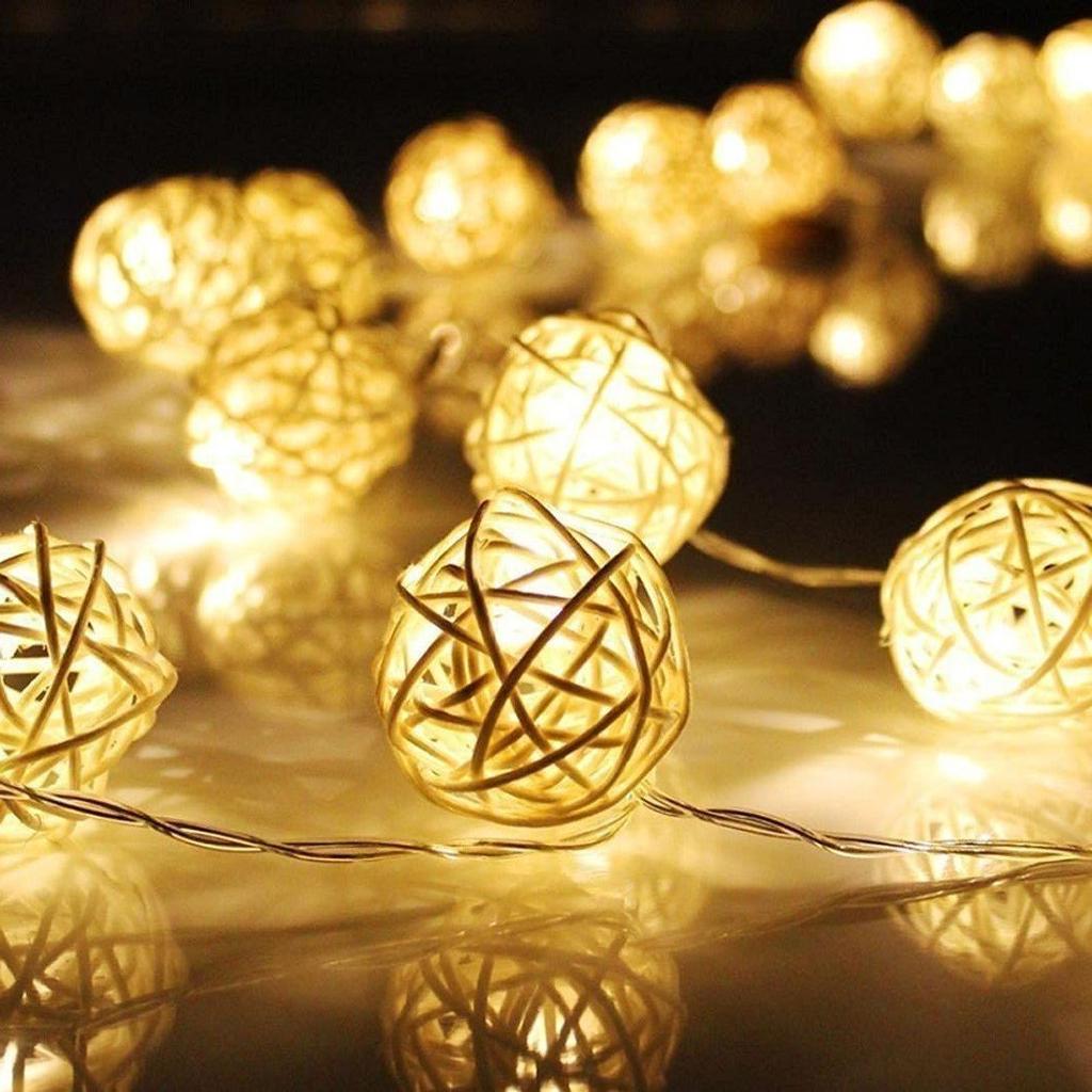 String Lights, 40 LED Bulbs, 5m, Warm White, for Christmas, Parties, Weddings, Birthdays, and Other Decorative Lights, Ball Shape, Waterproof,