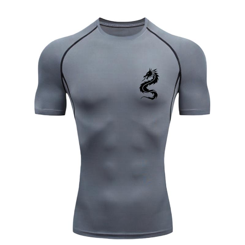Dragon  Men's Sports T-shirt Training Fitness Compression Short Sleeve Rashguard for Men Athletic Tees Workout T-Shirt