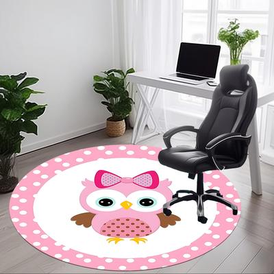 1pc Owl, PinkChair Carpet for Office, Indoor Non-Slip Washable Polyester Fiber Carpet, Mat For Office, Machine Washable
