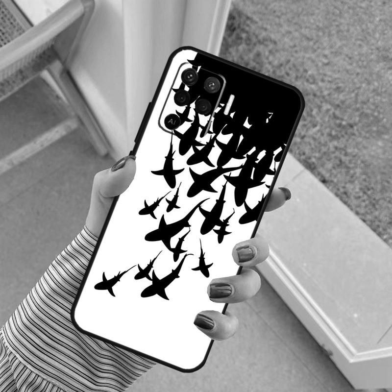 Cartoon Haie Hülle Für Oppo A60 A80 A40 A17 A57 A77 A74 A54 A94 A78 A98 A18 A38 A58 A96 A76 A16 A15 A5 Pro