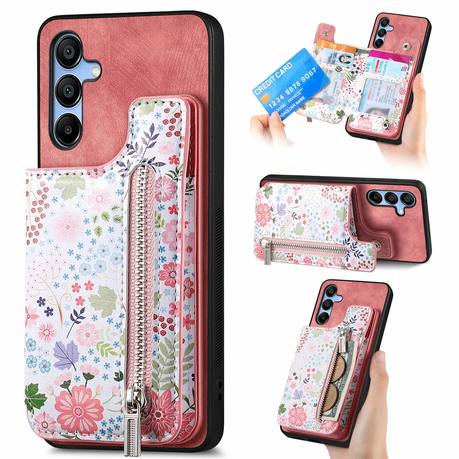 

D10 Для Samsung Galaxy A16 5G/A16 4G Чохол з візерунком Підставка Гаманець Шкіра+ТПУ Чохол для телефону Блокування RFID Pink