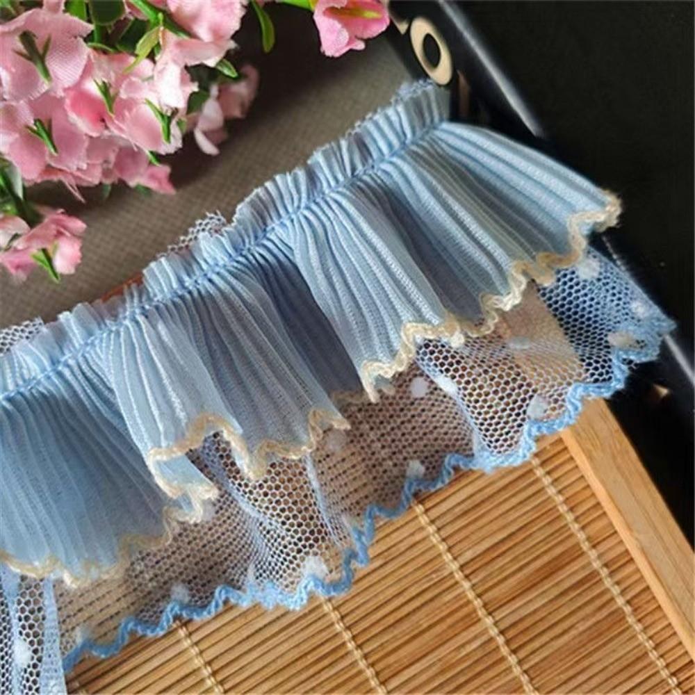 Double Layer Lace Trim Clothing Sewing DIY Pleated Mesh Lace Lolita Dress Sewing