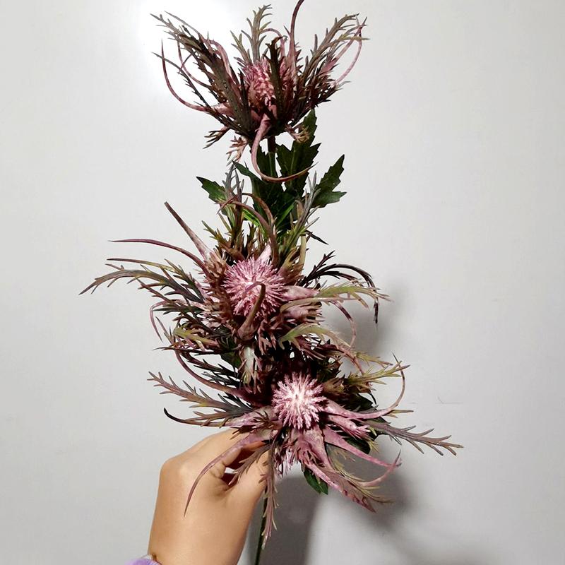 

Nordic Ins Style 3-Head Foreign Parsley Imitation Flowers Home Decoration Wedding Photography Soft Decor Design Flowers 67cm 1pc темно-фіолетовий колір