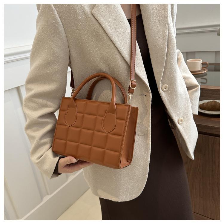 New Fashion Faux Leather Square Shoulder Bag for Women Korean Style Handbag Crossbody Purse