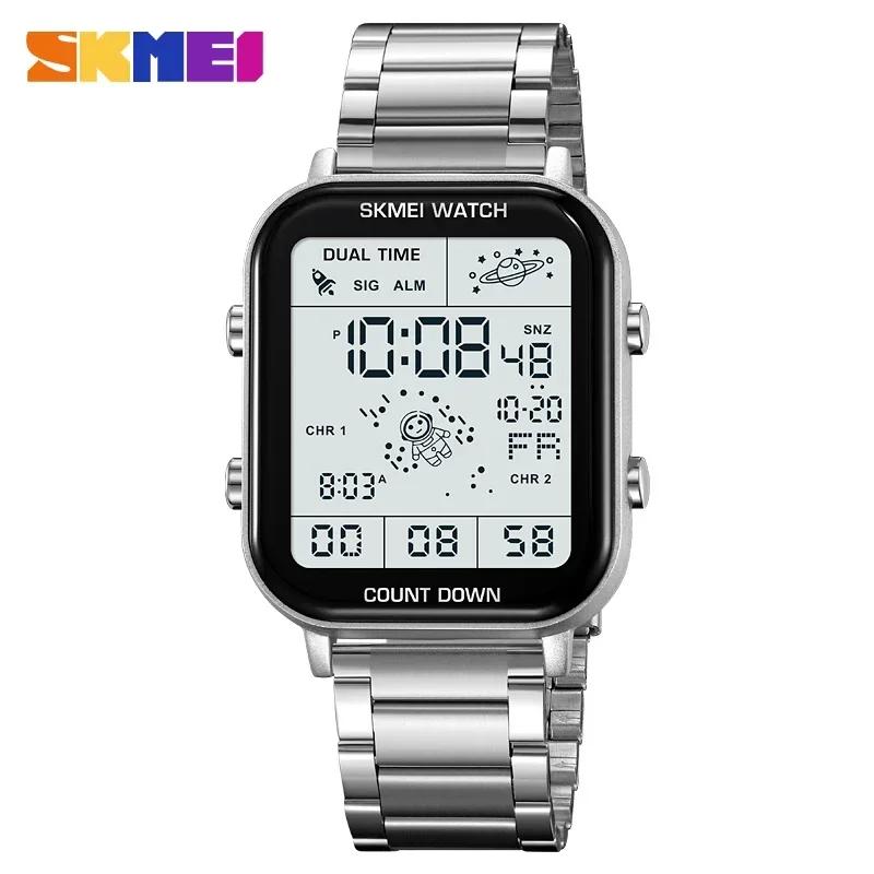 SKMEI 2301 Digital Watches for Men Luxury Waterproof Sports Stainless Steel Shockproof Mens Wristwatches Clock 1888 Reloj Hombre