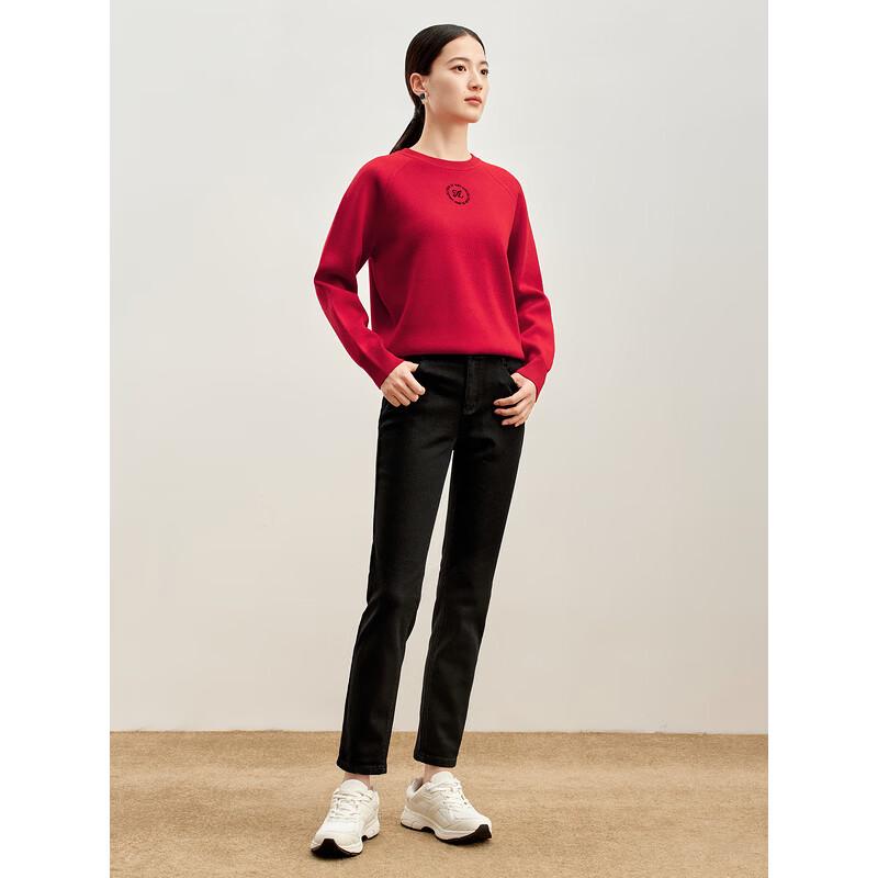 JUZUI Women's Embroidered Round Neck Winter Sweater