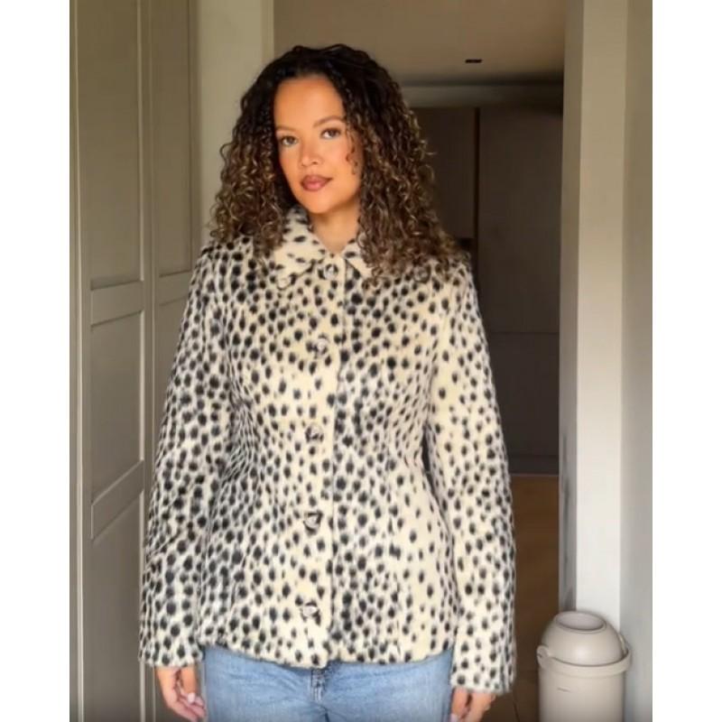 2026 Fall Winter Womens Retro Deer Faux Fur Stand Collar Short Jacket