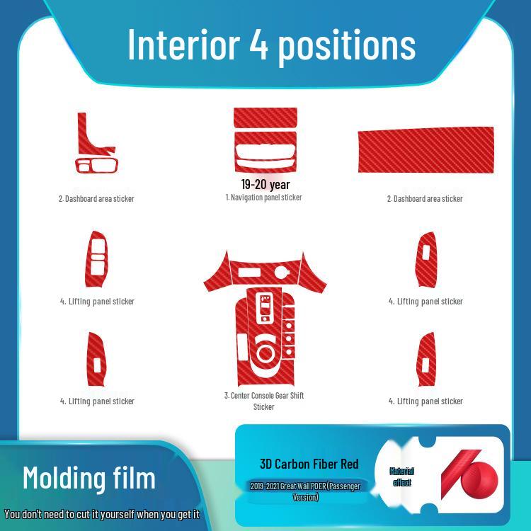 19-20 Great Wall Cannon Interior Carbon Fiber Gear Console Sticker