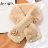 Thickened Plush Neckerchief Warm Cross Neck Scarf Fashion Faux Rabbit Fur Scarf  Women