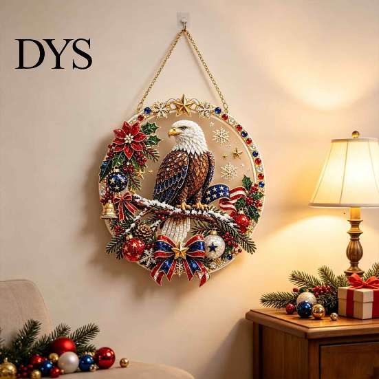 Christmas Tree Hanging Ornaments Xmas Snowman Ornament, Round Acrylic Santa Reindeer Seasonal Party Decor Door Sign for Festive Window Wall