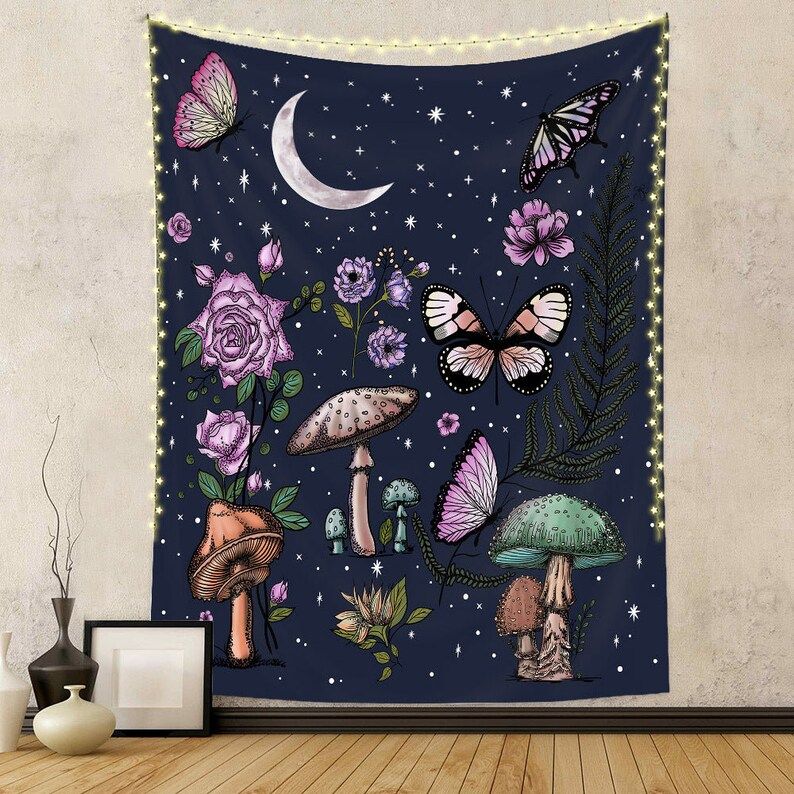 Tapestry moon mushroom witch witchcraft witch 75x100 чёрный