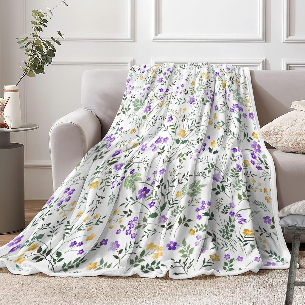 Vintage Flower Blanket Birthday Christmas for Women Girl Gift Spring Floral Blanket Soft Cozy Plush Flannel Fleece Throw Blanket