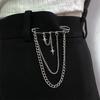 Korean Style Metal Star Chain Brooch for Women Men Suit Decoration Tassel Chain Metal Beads Pin Cloth Jewelry Accessories