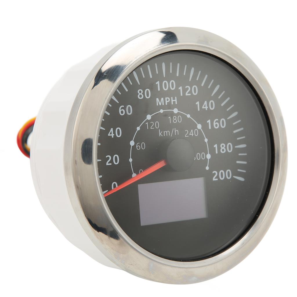 85mm GPS Speedometer 0‑200MPH 0‑300KM H IP67 Waterproof Digital Colorful Backlight Odometer for RV BoatBlack