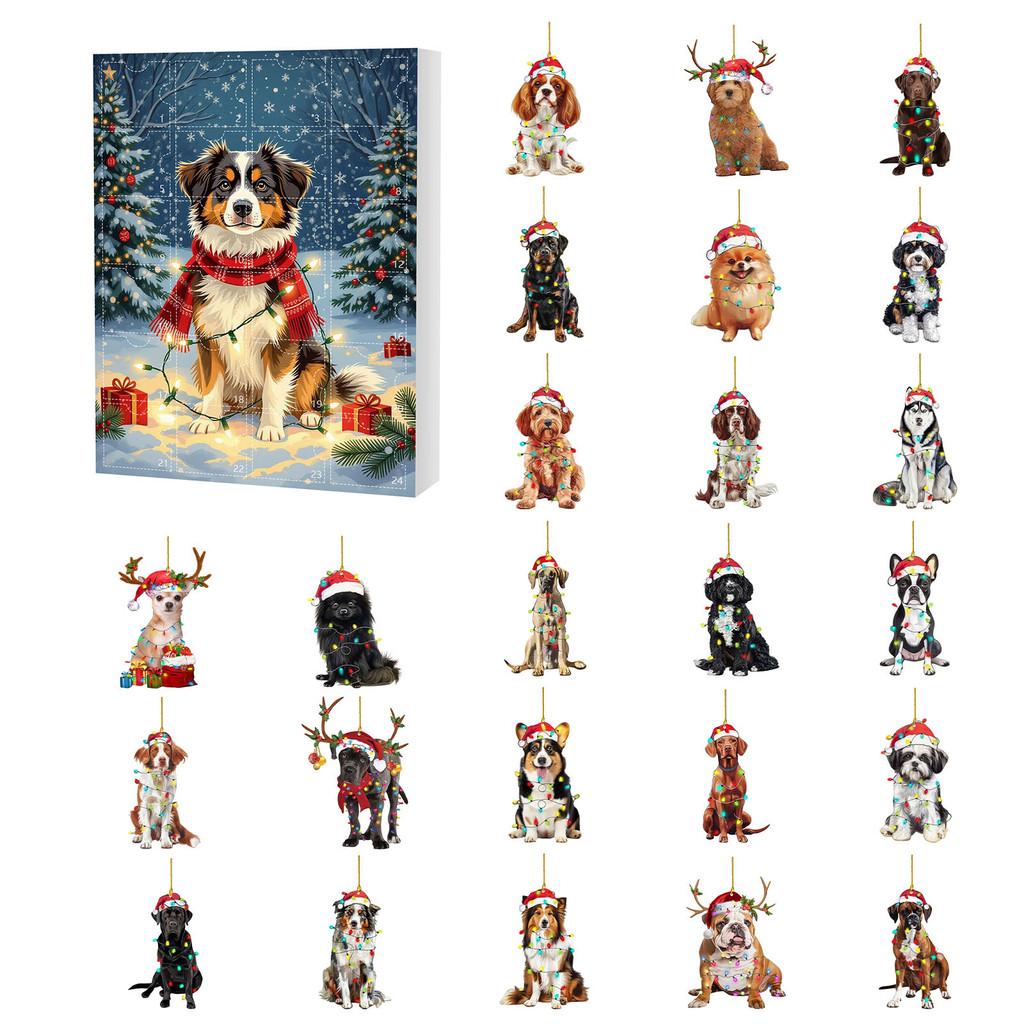 Christmas Pet Dog Advent Calendar Blind Box With Acrylic Decorations For Holiday Gift Giving