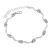 Women Faux Silver Crystal Bamboo Chain Bracelet Fashion Jewelry
