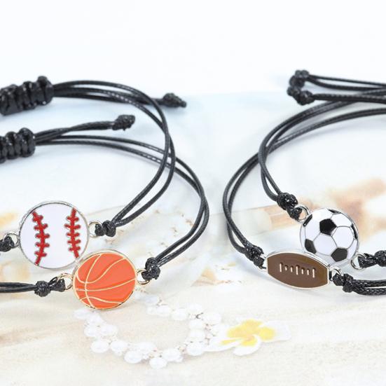 Pulseira esportiva futebol trançado unissex ajustável cera linha pulseira fã presente