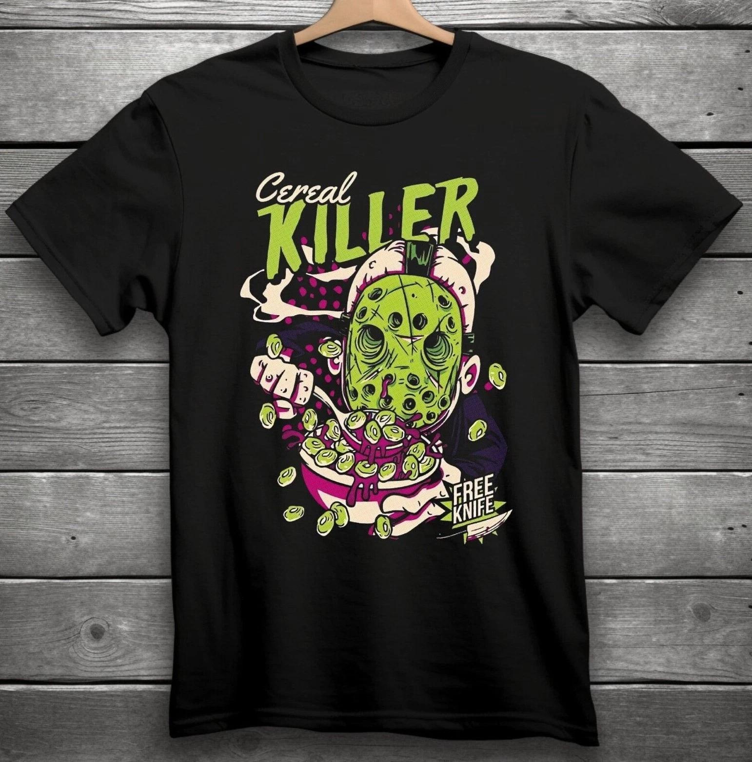 Cereal Killer Jason Horror Funny T-Shirt Black S-3XL L