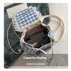 1Pcs Large Capacity Bow Shoulder Bag Multi Functional Korean Style Lace Plaid Backpack Travel Canvas Backpack Book Bag