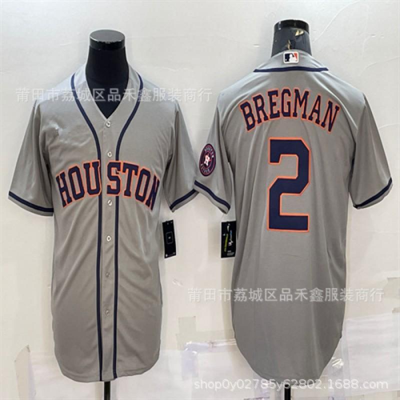 Mens Cotton Basketball Jersey Customizable Number 2 Bregman Style Sport Shirt Team Practice Casual Wear