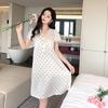 1011 Summer New High-end Short-sleeved Ice Silk Polka Dot V-neck Women's Nightdress Loose Large Size Comfortable Loungewear
