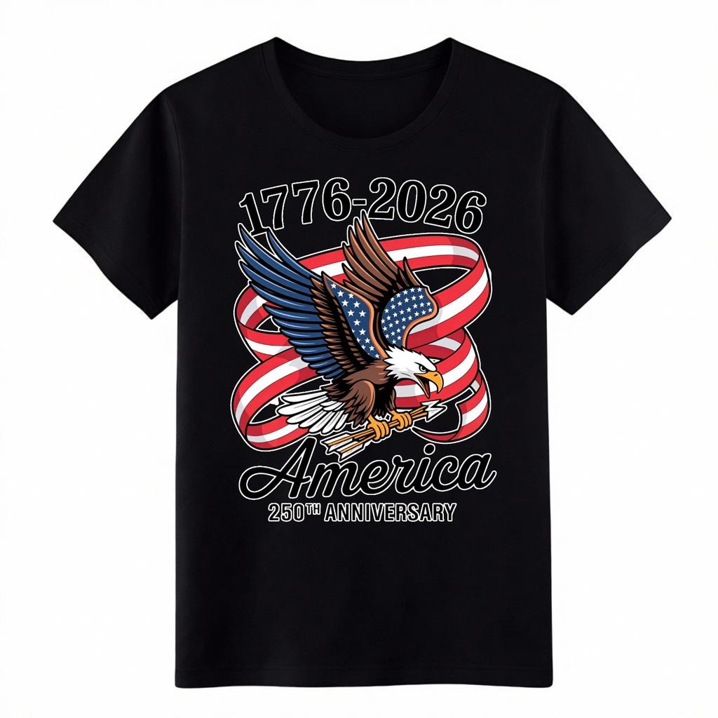 1776-2026 Amerika 250. Jubiläum Weißkopfseeadler Flagge Patriotisches T-Shirt