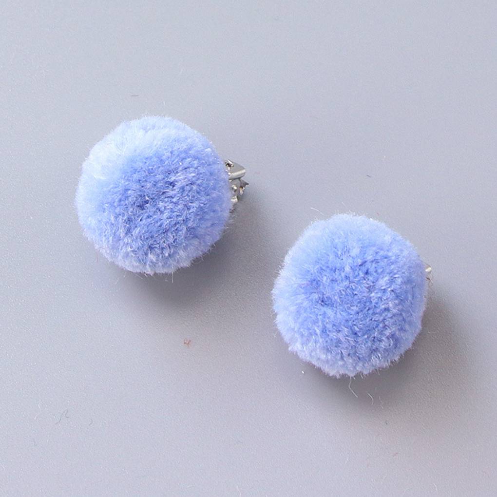 1 Pair Kids Pom Pom Ear Clip Plush Ball Kid Girls Children Clip No Piercing Earrings Jewelry