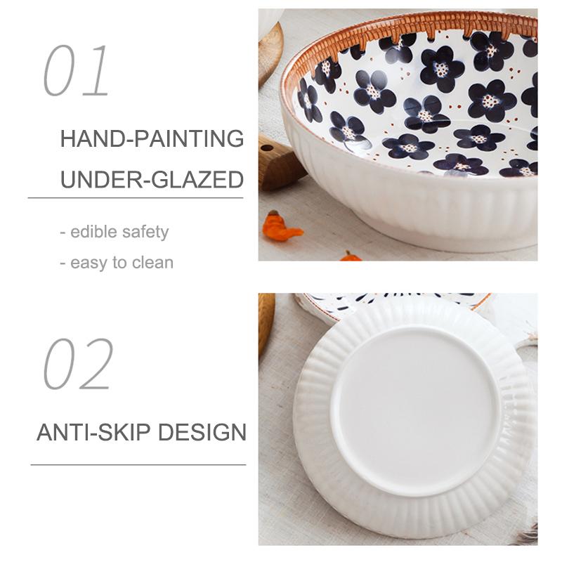 9 zoll Große Ramen Schüssel Keramik Nudel Suppe Schüssel Chinesische Küche Geschirr Porzellan Floral Rattan