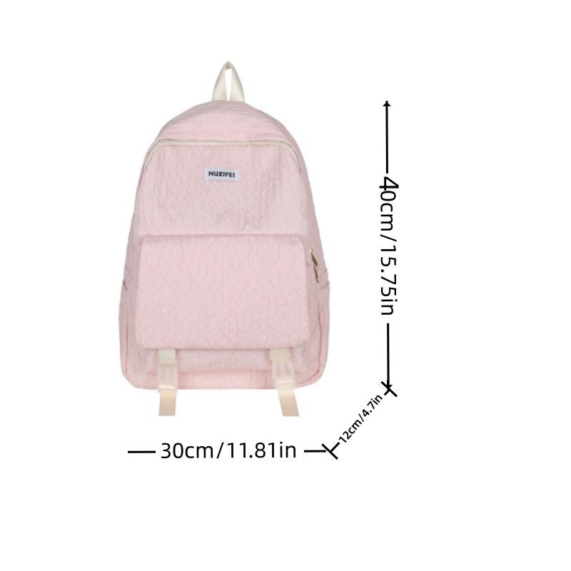 Compact Solid Color Polyester Backpack for Students High Capacity Travel Laptop Bag School Rucksack