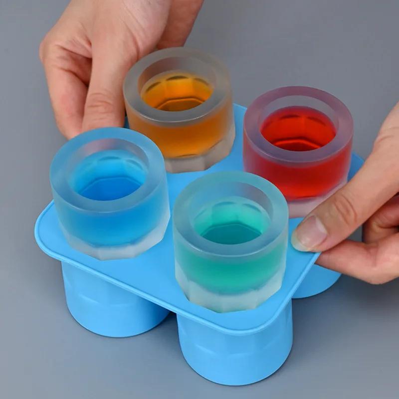 Silicone Ice Cube Mold With 4 Compartments Reusable Ice Cubes For Drinks Each Capable Of Holding 1oz Multifunction Ice Cup Mold