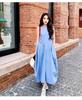 French Holiday Style Temperament Blue Vest Dress Women's Summer New Design Feeling Waist Thin a Word Long Dress