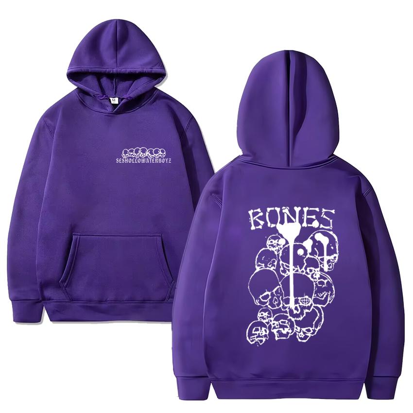 Hot Sale 90s Hip Hop Skull Print Hoodie 2024 Men Women Vintage Y2k Casual Streetwear Unisex Black Fleece Long Sleeve Sweatshirt