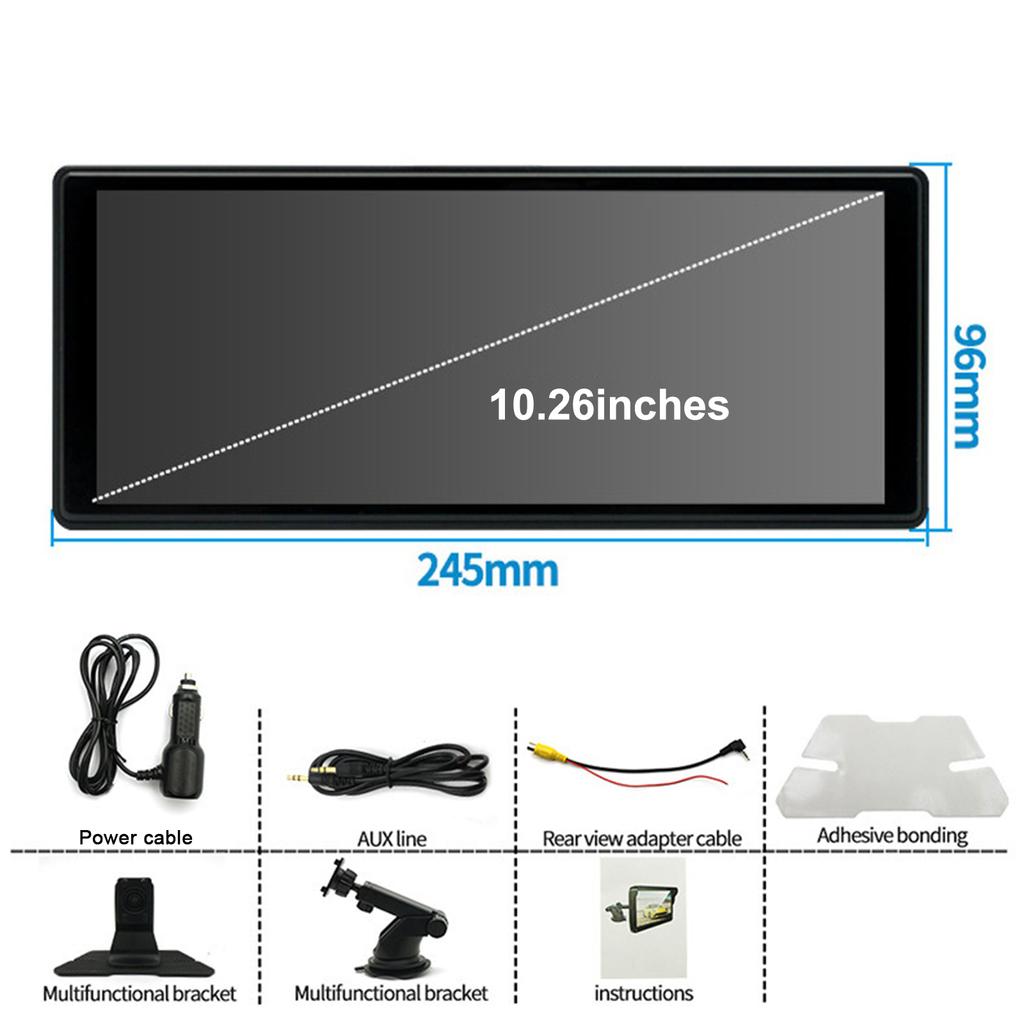 10.26 Inch Touchscreen Car Multimedia Player Wireless Portable Car Stereo with Apple CarPlay/Android Auto With AUX Bluetooth