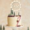 First Birthday Wood Cake Topper - One Sign 1st Cake Decorating Supplies, Suitable for Baby Shower Favors, Baby Gender Reveal