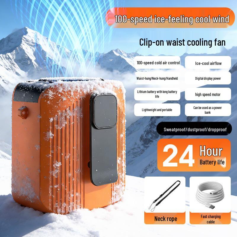 

Portable High-Speed Waist & Neck Cooling Fan with Digital Display 7.8*9.2*10 cm