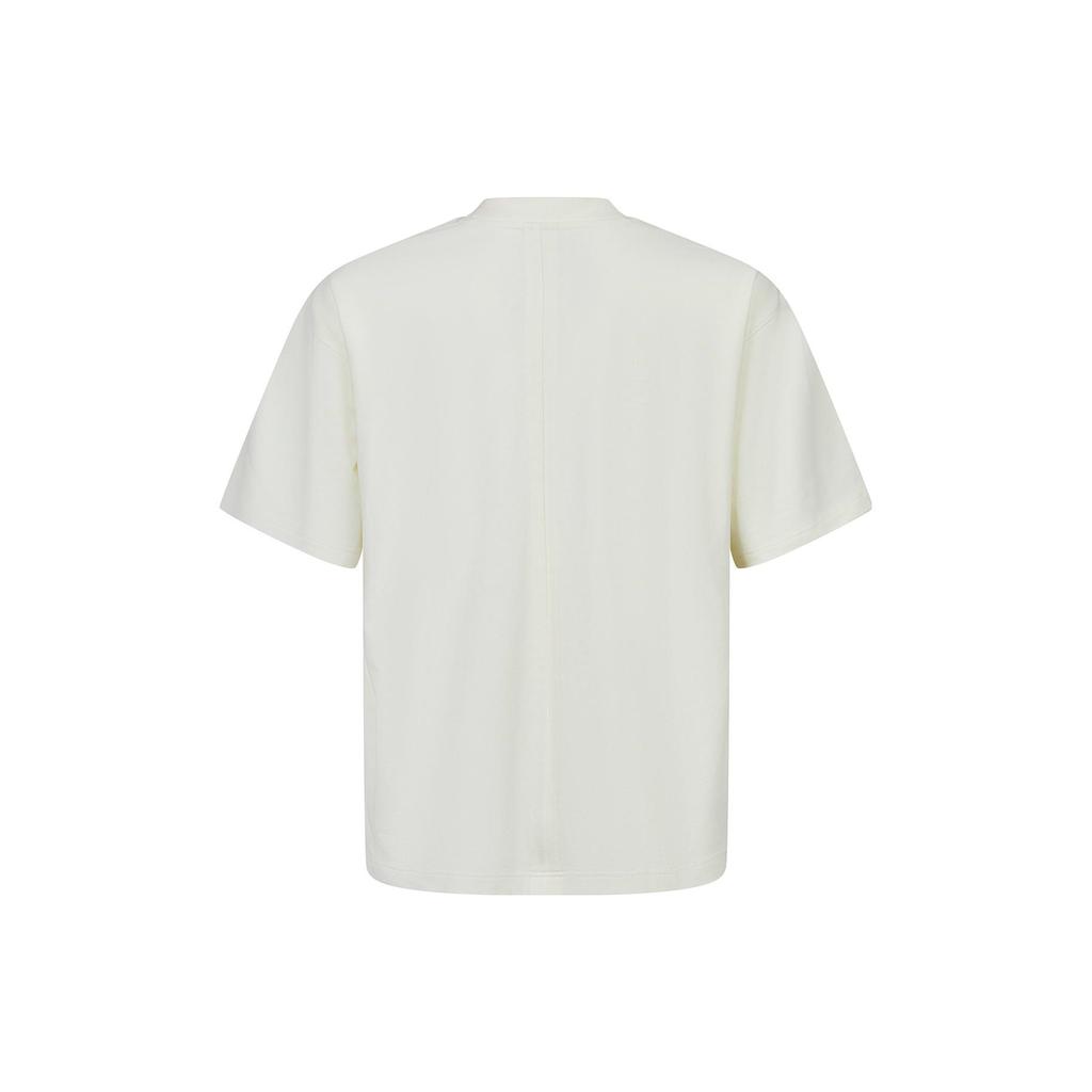 Li Ning X Jackie Chan Collaboration Kung Fu Series Pure Color Round Neck Casual Short Sleeve T-Shirt Men Tops Paper-White AHST061-4