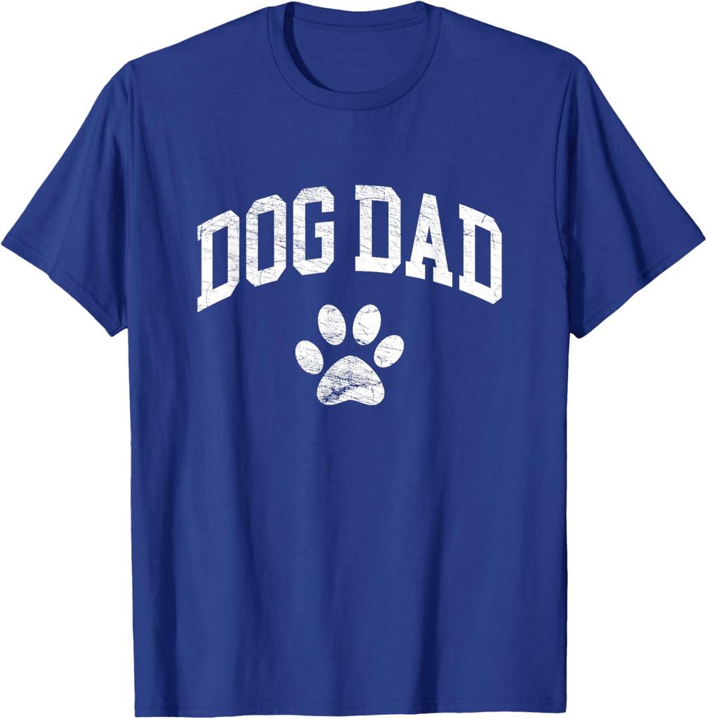 Dog Dad Paw Print Distressed Graphic Tee Casual Cotton TShirt for Unisex