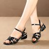 Women's Round Open Toe Cross Straps Low Block Chunky Heels Slingback Sandals Party Dress Summer Pumps Shoes Ankle Strap Heeled Sandals for Female