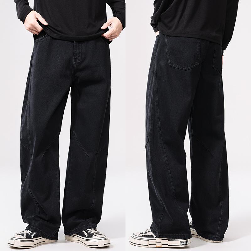 Schwarze High Street Hip-Hop Jeans Herren Amerikanische Lockere Gerade Säbel Weitbeinige Hosen