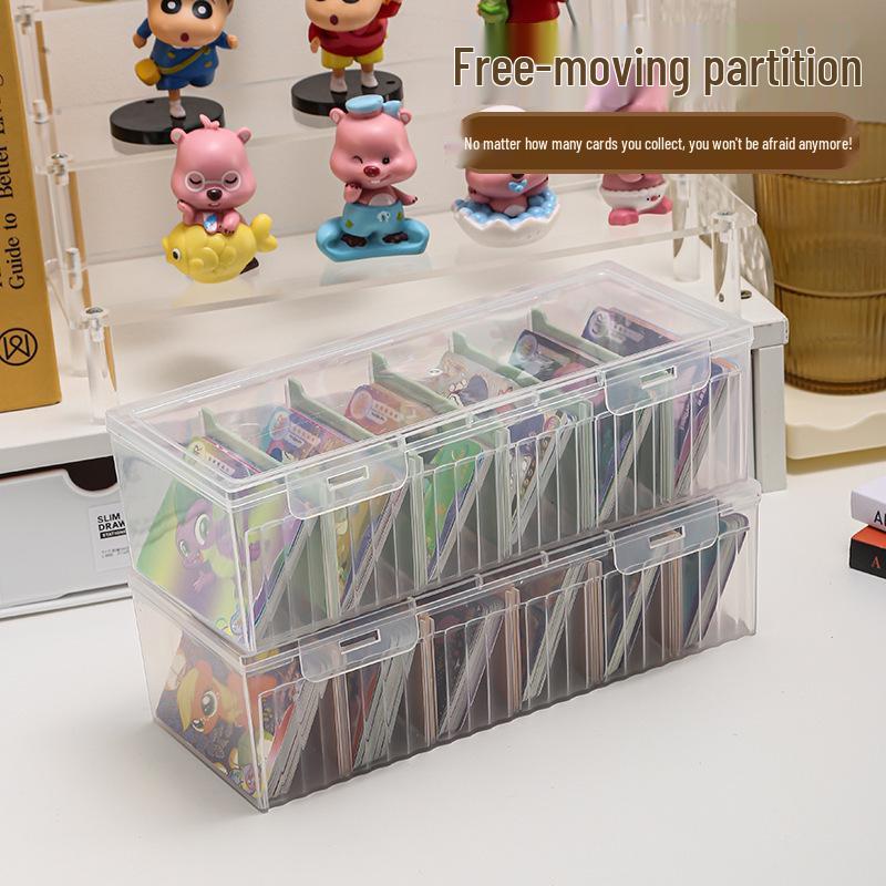 Japanese Card Storage Box - Large Capacity, Dustproof, Divided, Transparent