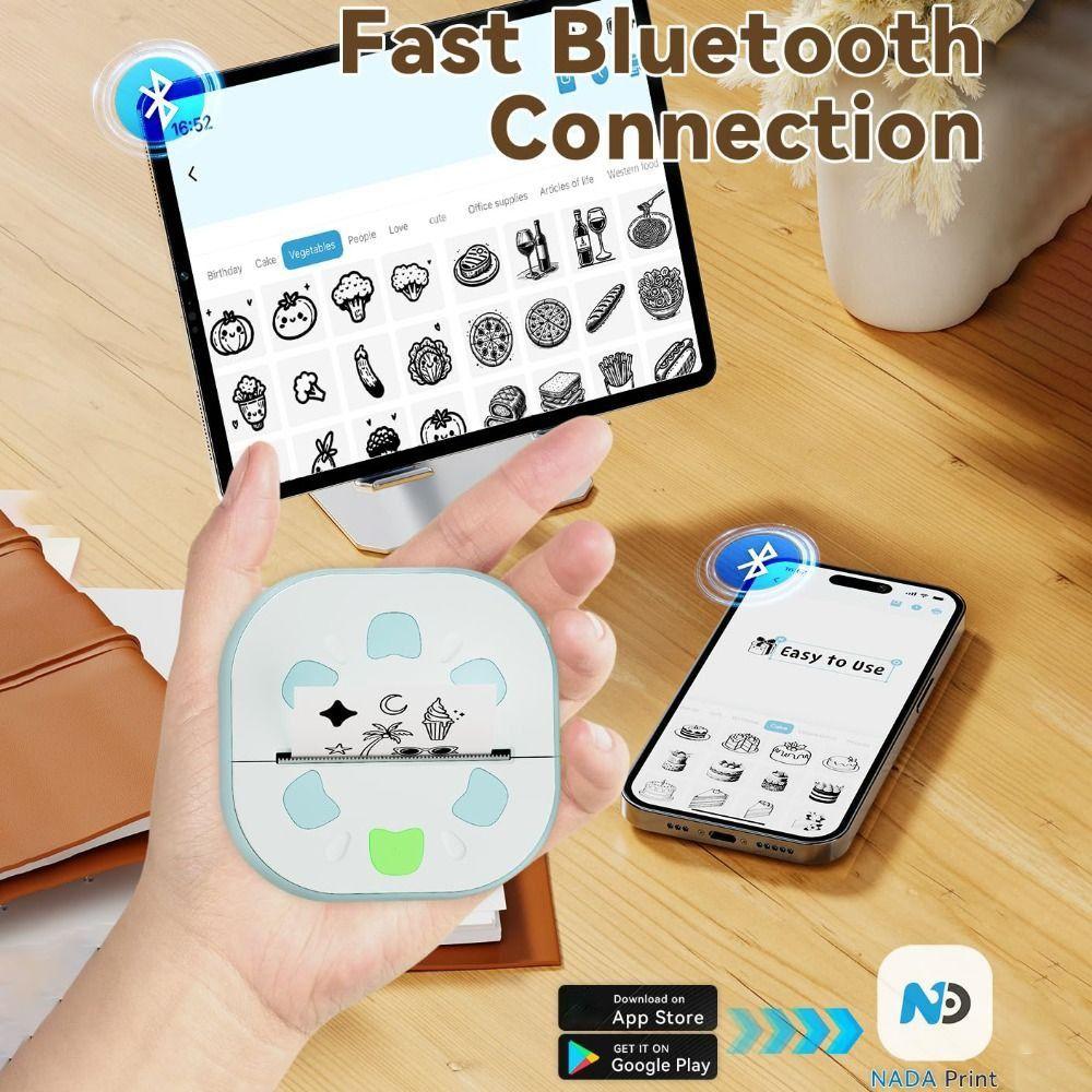 With 3 Paper Rolls Sticker Printer Inkless Printing Thermal Printers  Study Notes