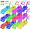 10pcs/set Colorful Mini Whistles Plastic Party Soundmaking Whistles with Color Lanyard Football Referee Whistle Carnival Party