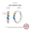 925 Sterling Silver Rainbow CZ Paved Wavy Hoop Earrings Colorful Crystal Huggie Hoops Earrings for Women Jewelry Gifts