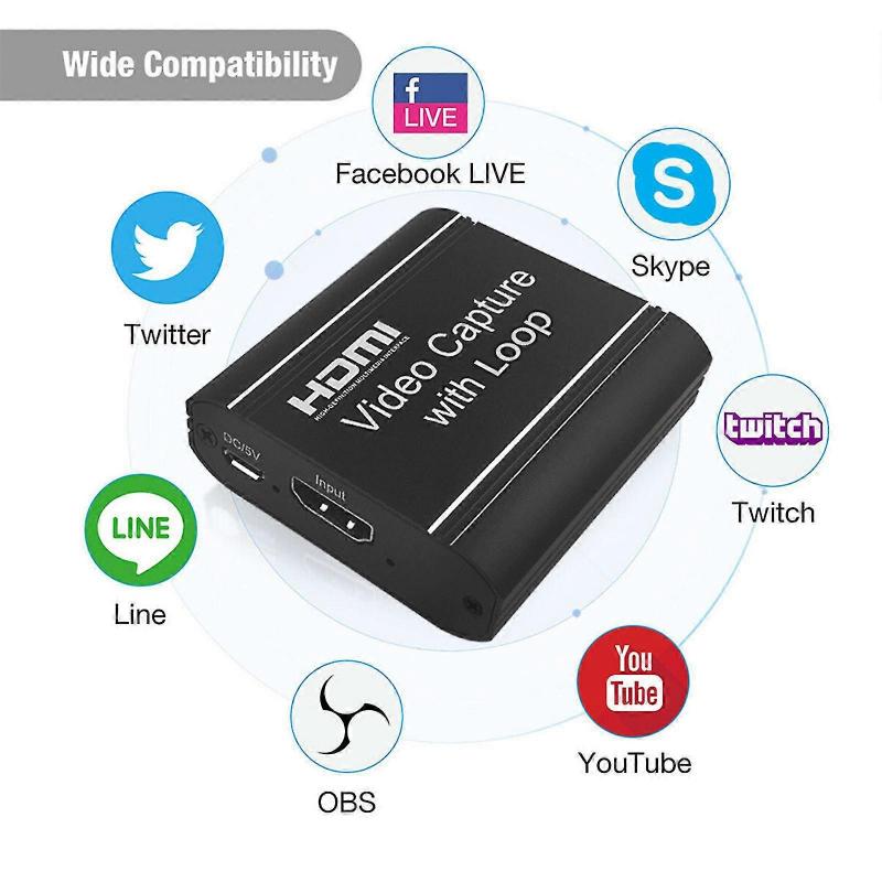 1080 USB HDMI Videoaufnahmekarte 1080p Spielaufzeichnung Live-Streaming mit Loop-Out