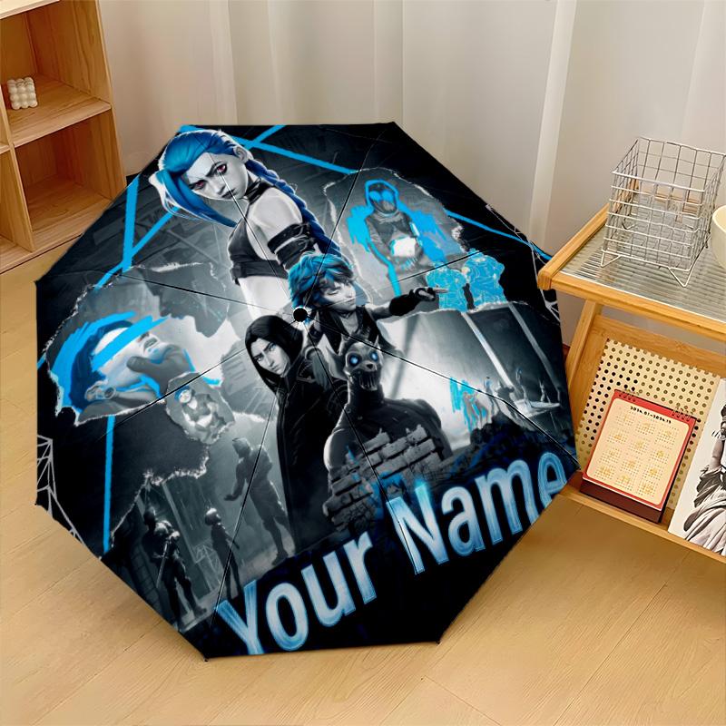 Custom Text Automatic 8 Bone Umbrella, Portable Sun Rain Protection UmbrellaArcane