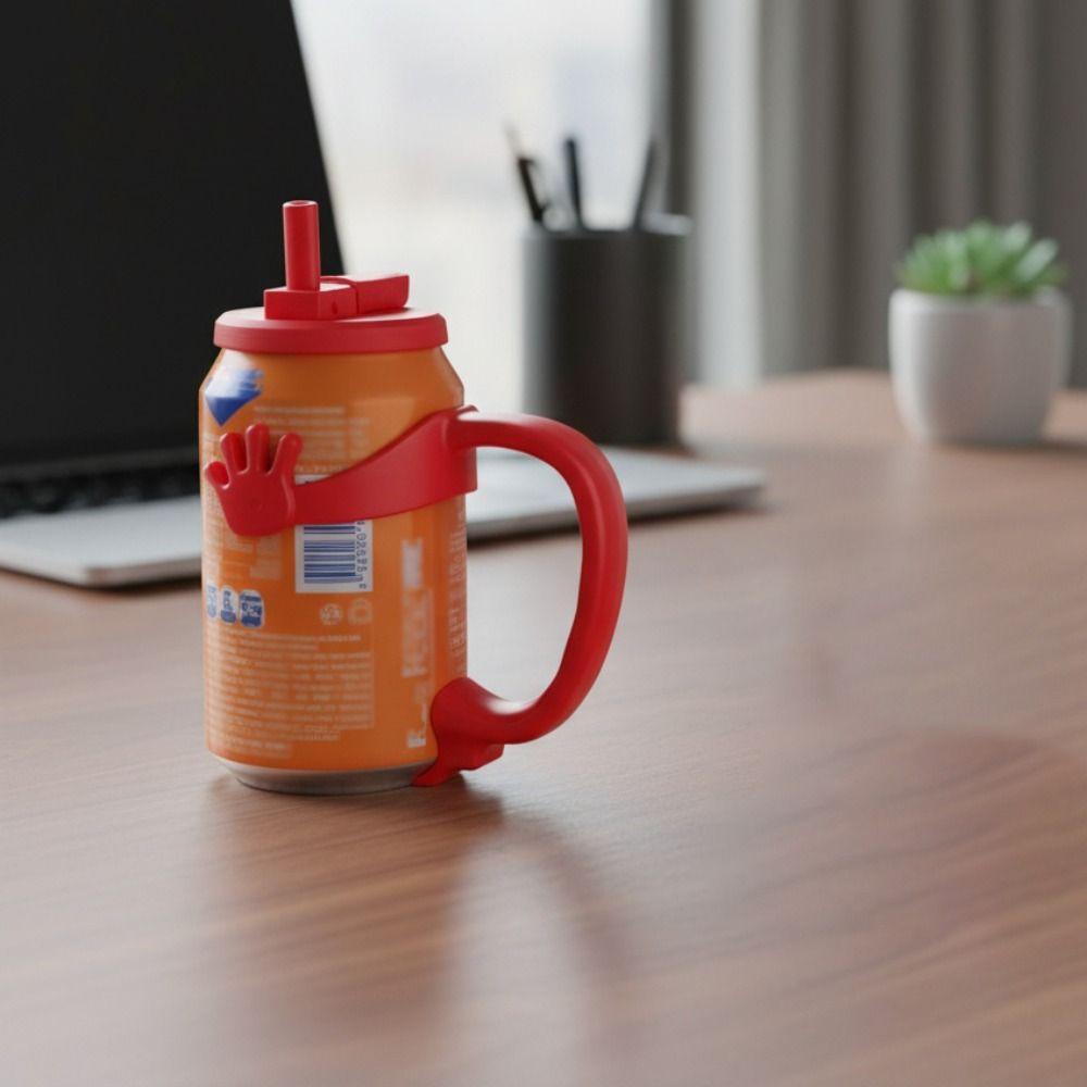 Palm Design Soda Can Handle with Suction Cup Soda Can Grip Portable Soda Can Support Party