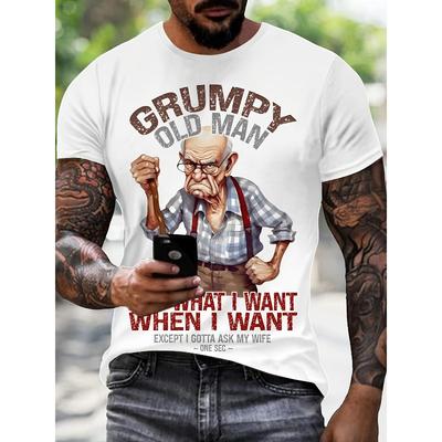 European Sizes A Design Featuring a Grumpy Old Man,Letter Prints, Fun Grandpa T-Shirts, Gifts for Him, Gifts for Grandfathers, Soft T-Shirts for Men